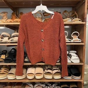 NWT Rust Cropped Button Up Cardigan